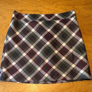 LOFT Tartan Mini Skirt - Gray, Black, Burgundy